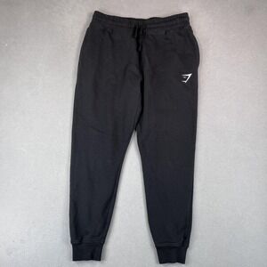 Gymshark Pants Mens Medium Black Joggers Cuffed Athletic Sweatpants BW1 Logo